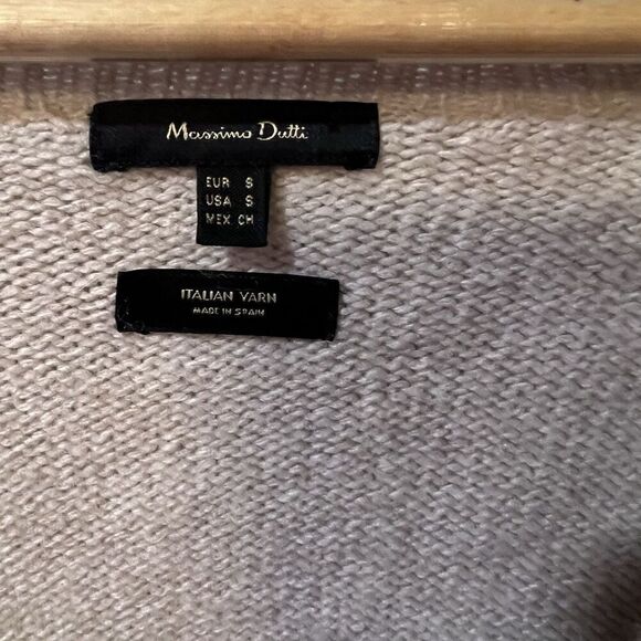 Massimo Dutti Oversized Braid Knit Sweater Small Wool Blend V Neck Wool Blend - Picture 6 of 8